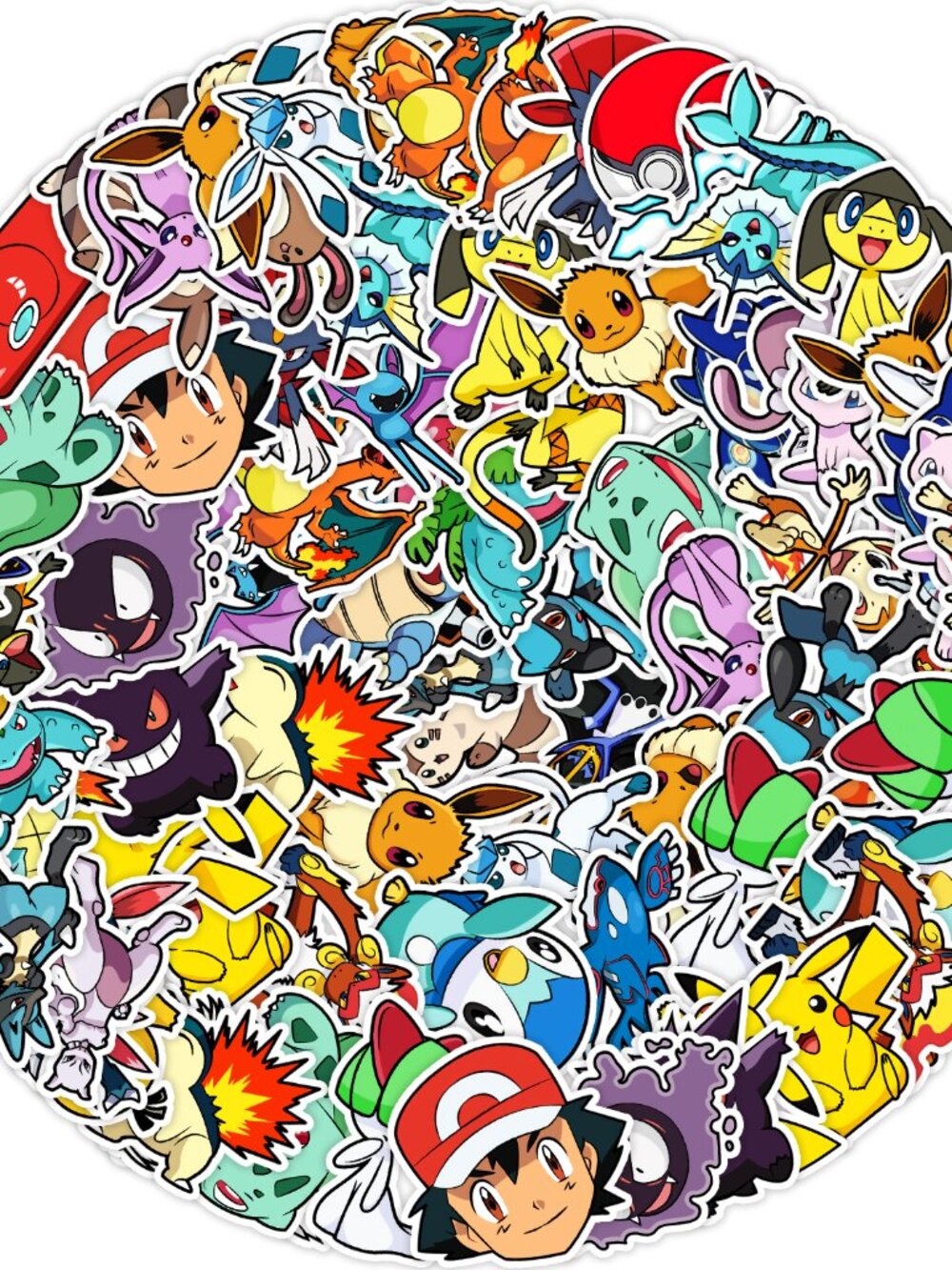 50PCS Pokemon Stickers Waterproof Vinyl Laptop Skateboard Luggage Guitar Decals